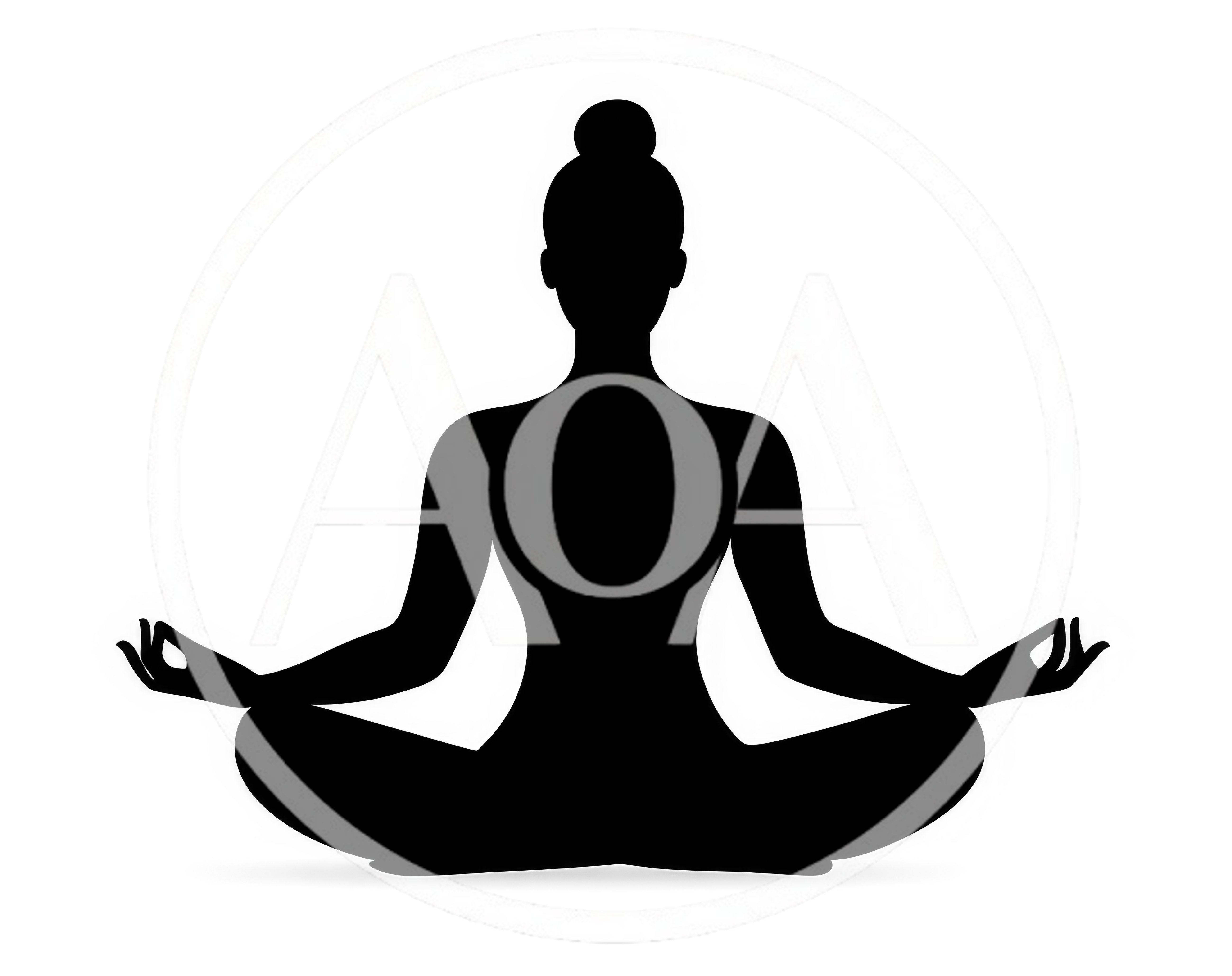 Black Silhouette Of A Person Meditating In Lotus Pose