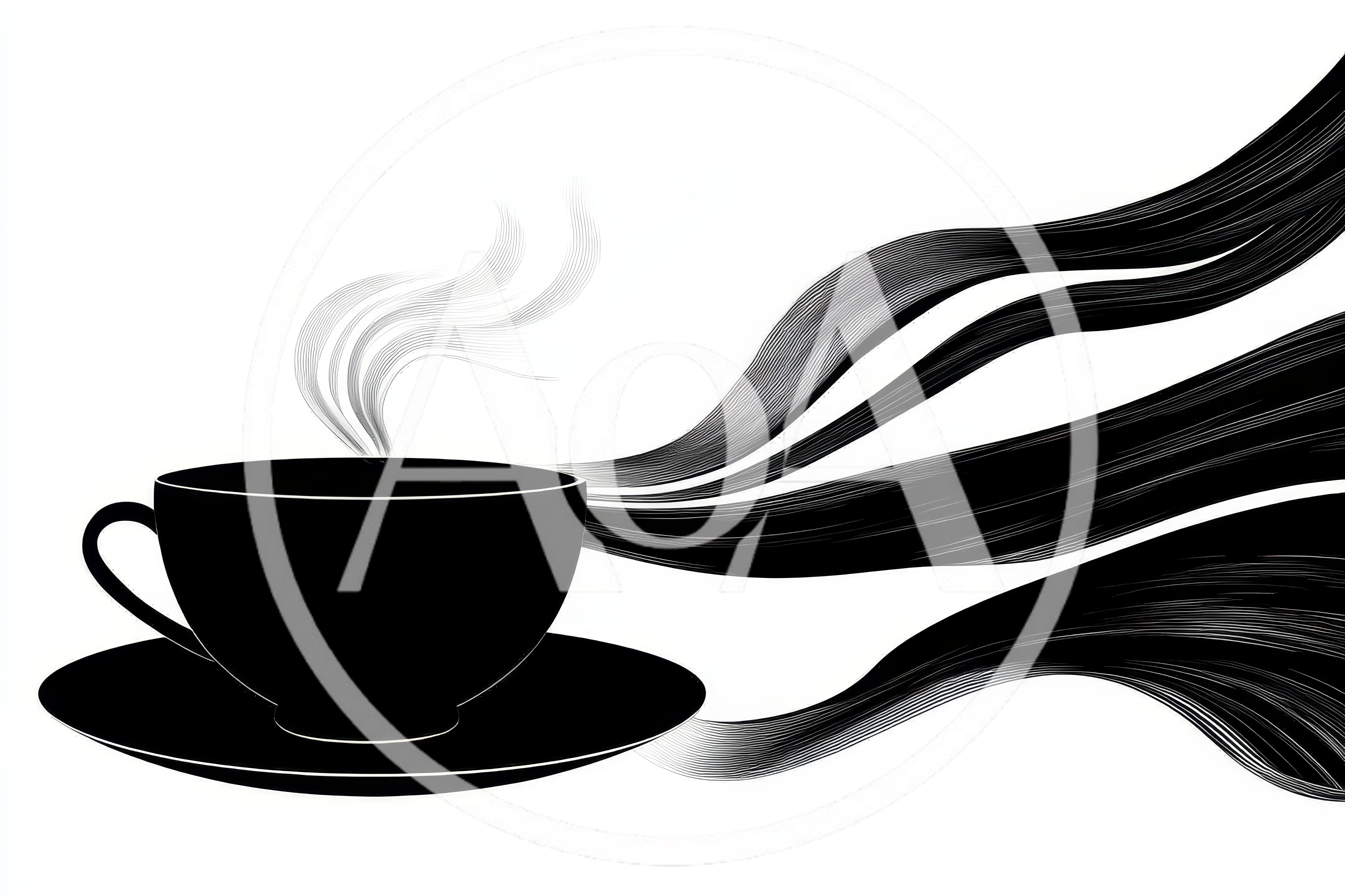 Black Silhouette Of A Coffee Cup With Flowing Steam