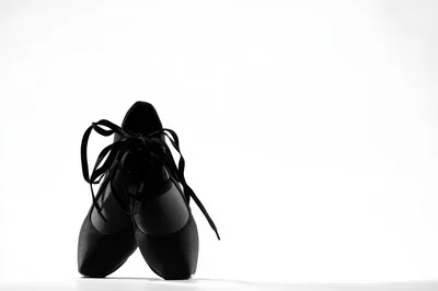 Black Ballet Pointe Shoes With Ribbons