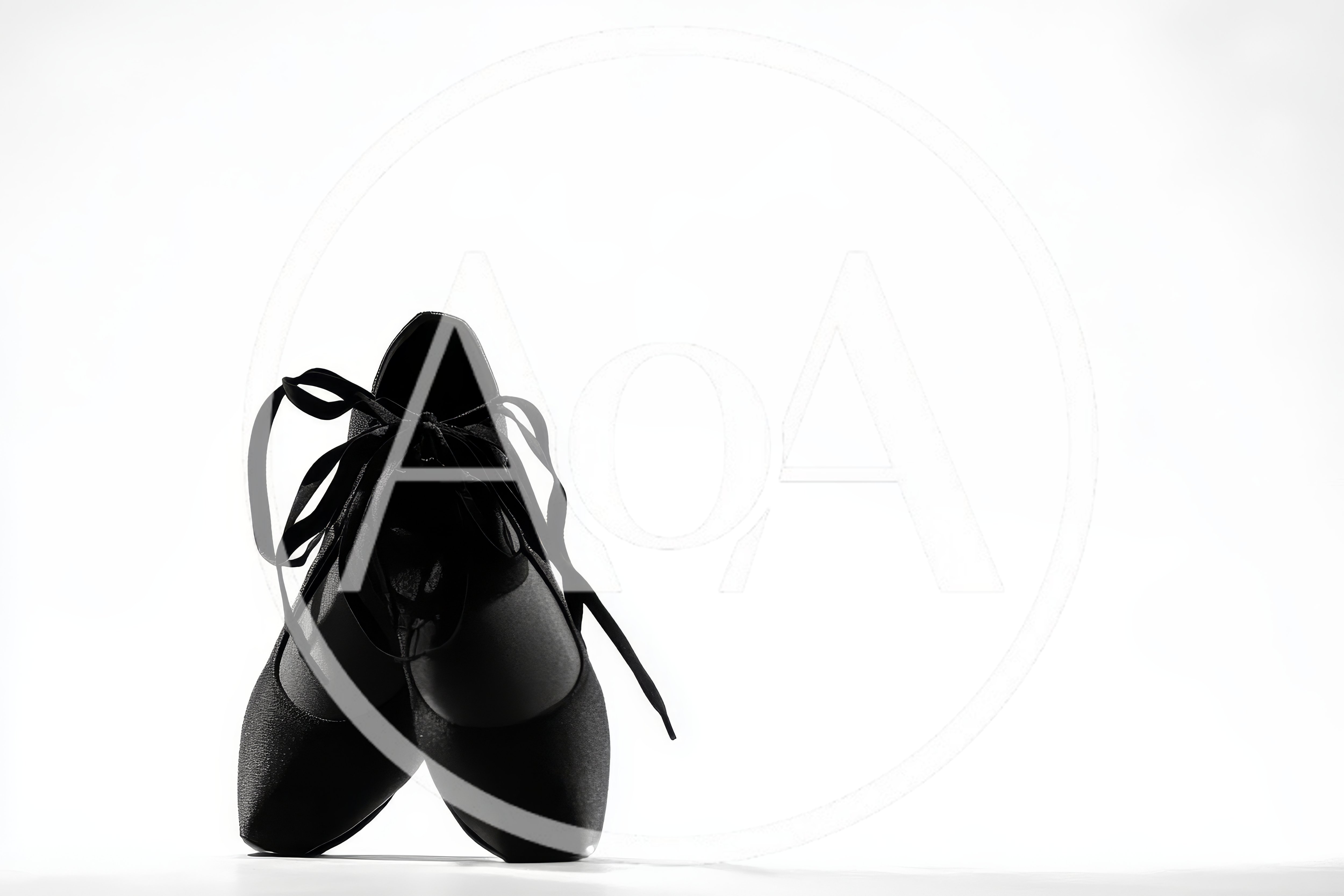 Black Ballet Pointe Shoes With Ribbons