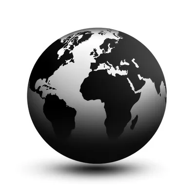 Black And White Globe Icon On White Background