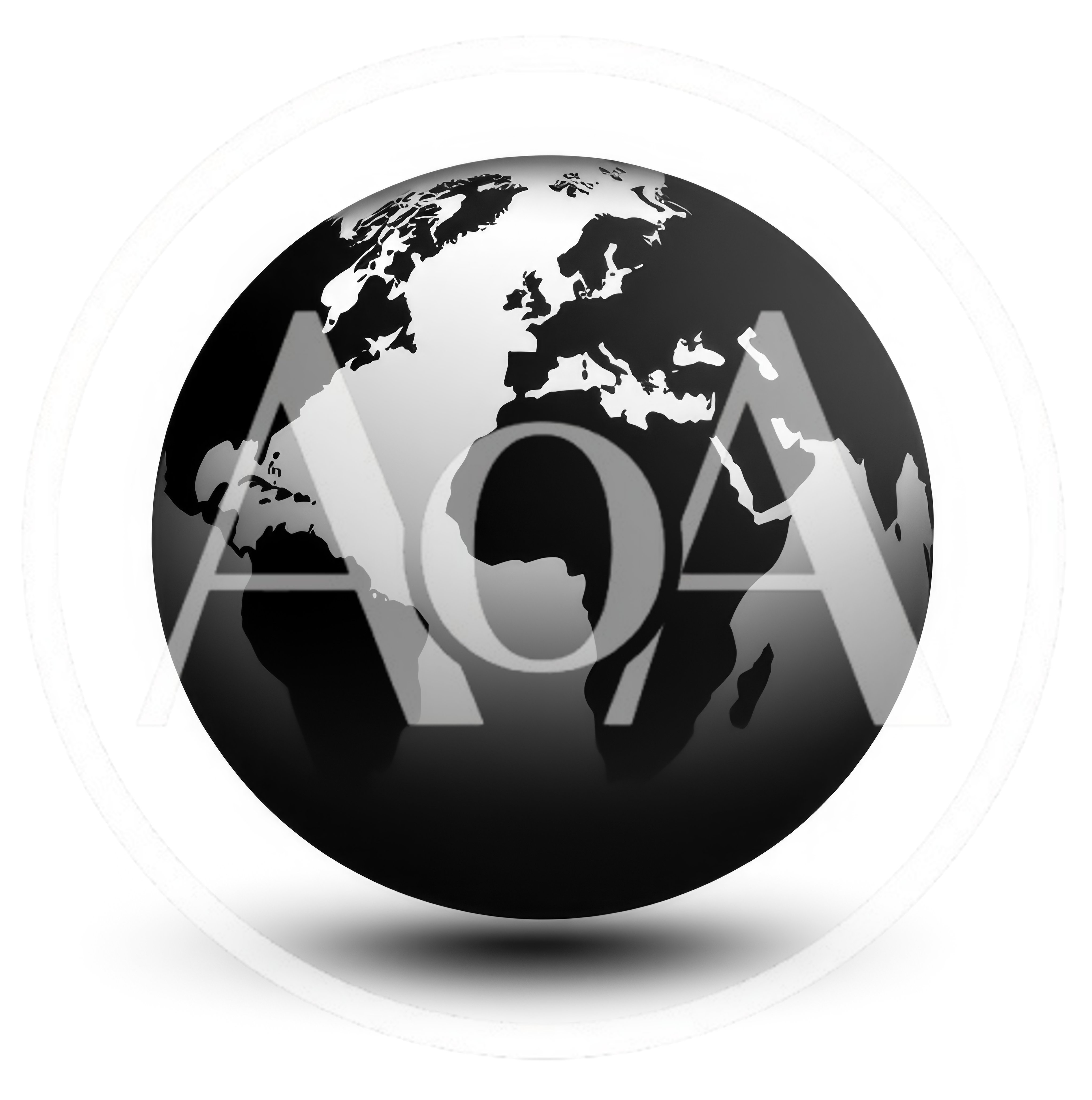 Black And White Globe Icon On White Background