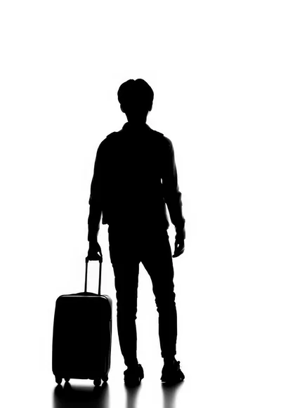 Silhouette Of A Traveler With A Suitcase