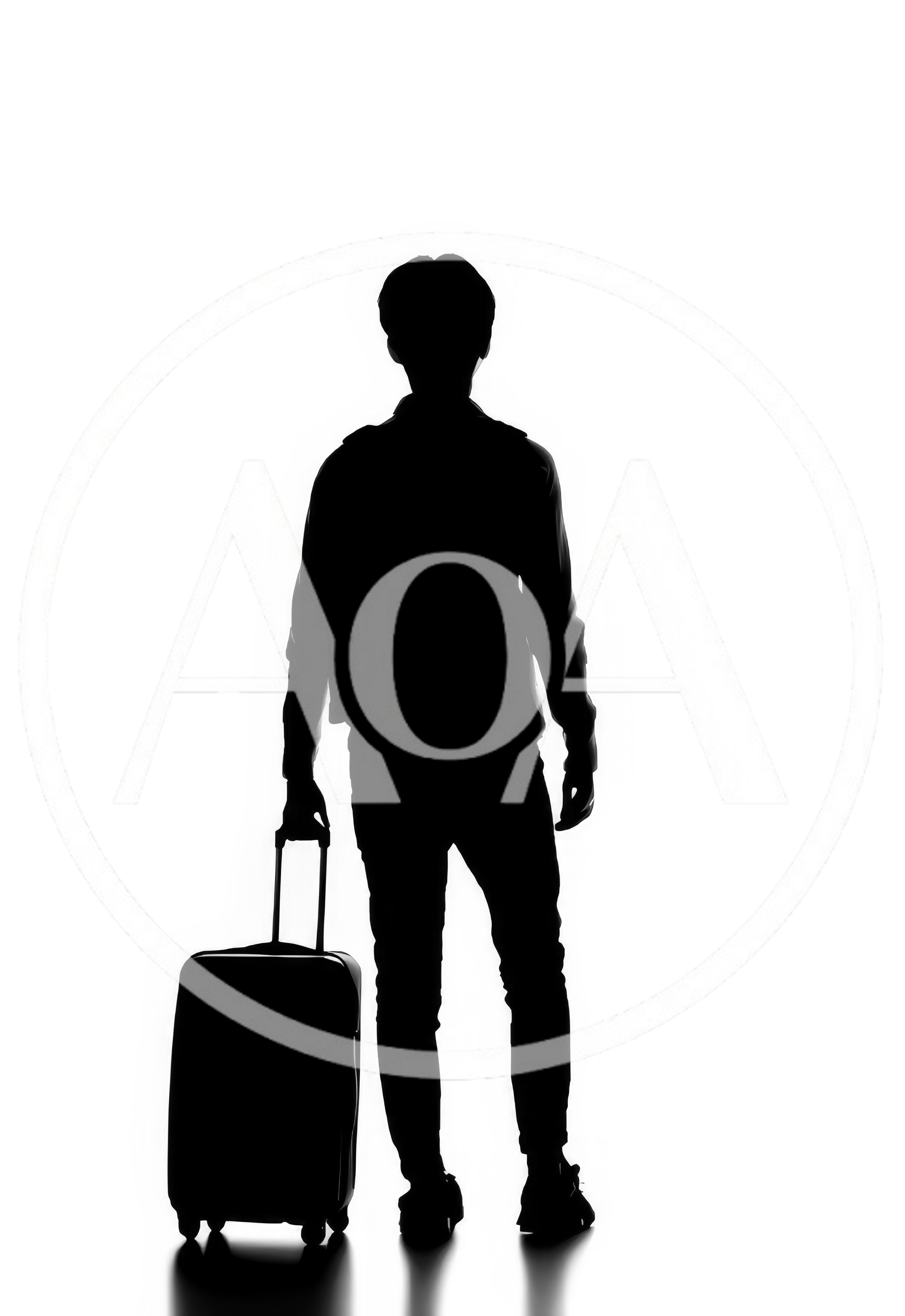 Silhouette Of A Traveler With A Suitcase