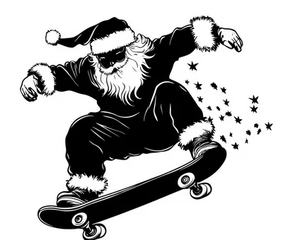 Santa Claus Performing A Skateboard Trick