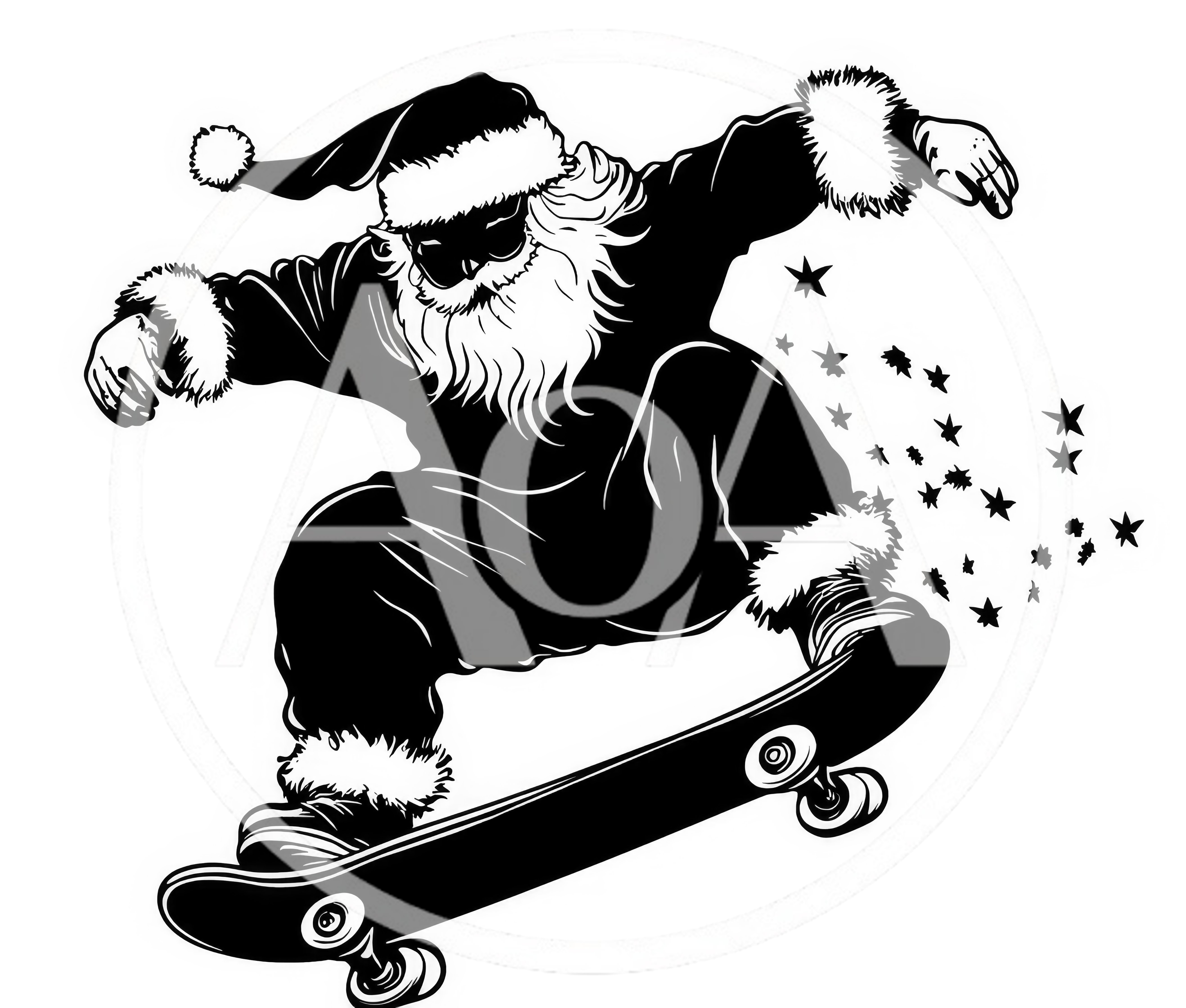 Santa Claus Performing A Skateboard Trick
