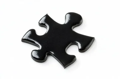 Single Black Glossy Jigsaw Puzzle Piece