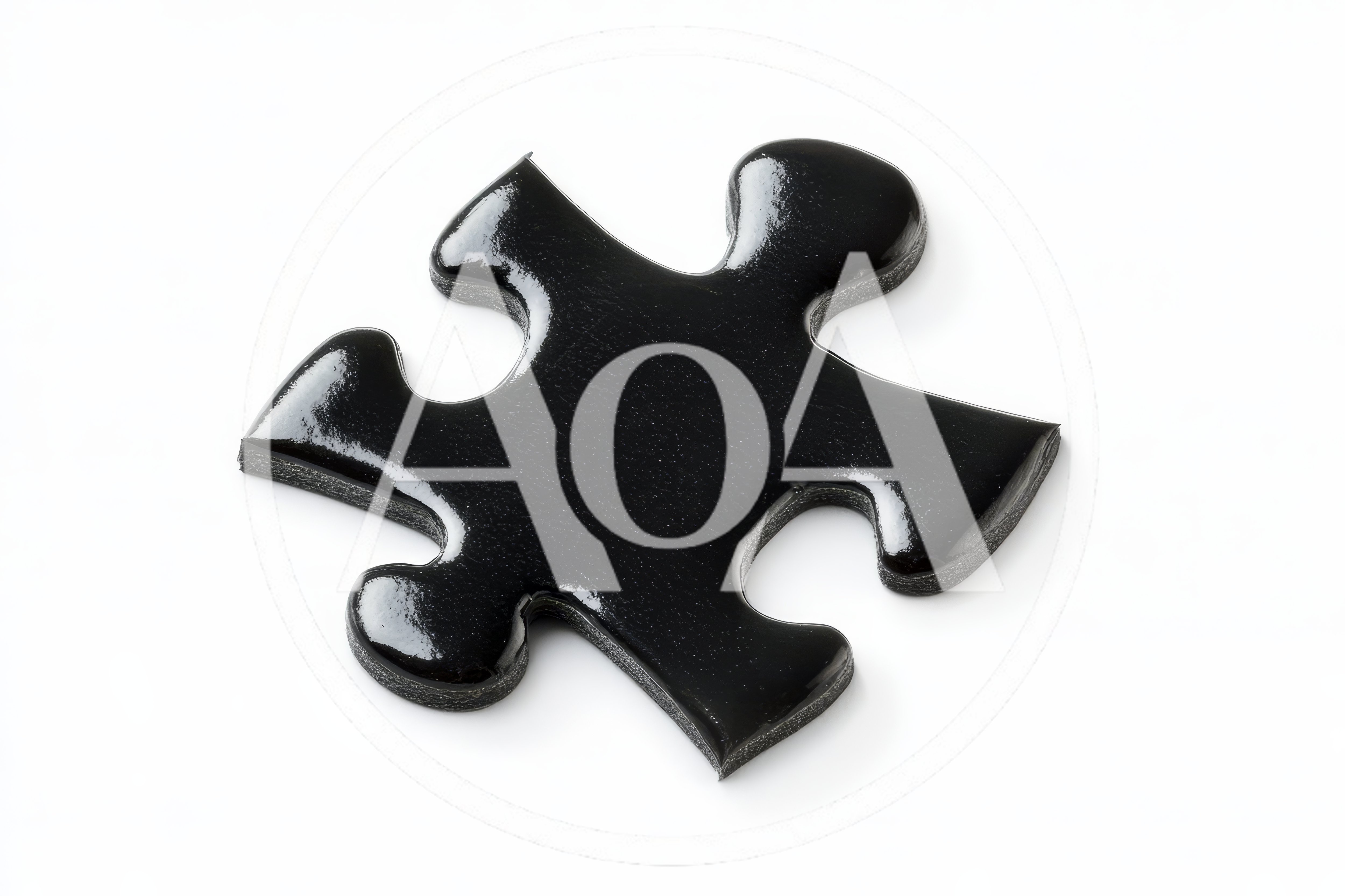 Single Black Glossy Jigsaw Puzzle Piece