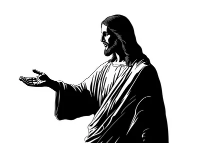 Black and White Illustration of Jesus Christ