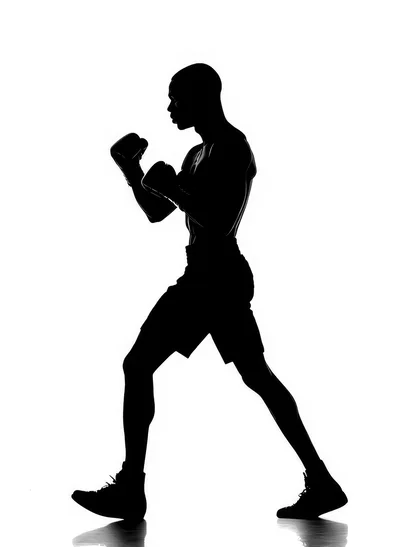 Silhouette Of A Male Boxer In Fighting Stance