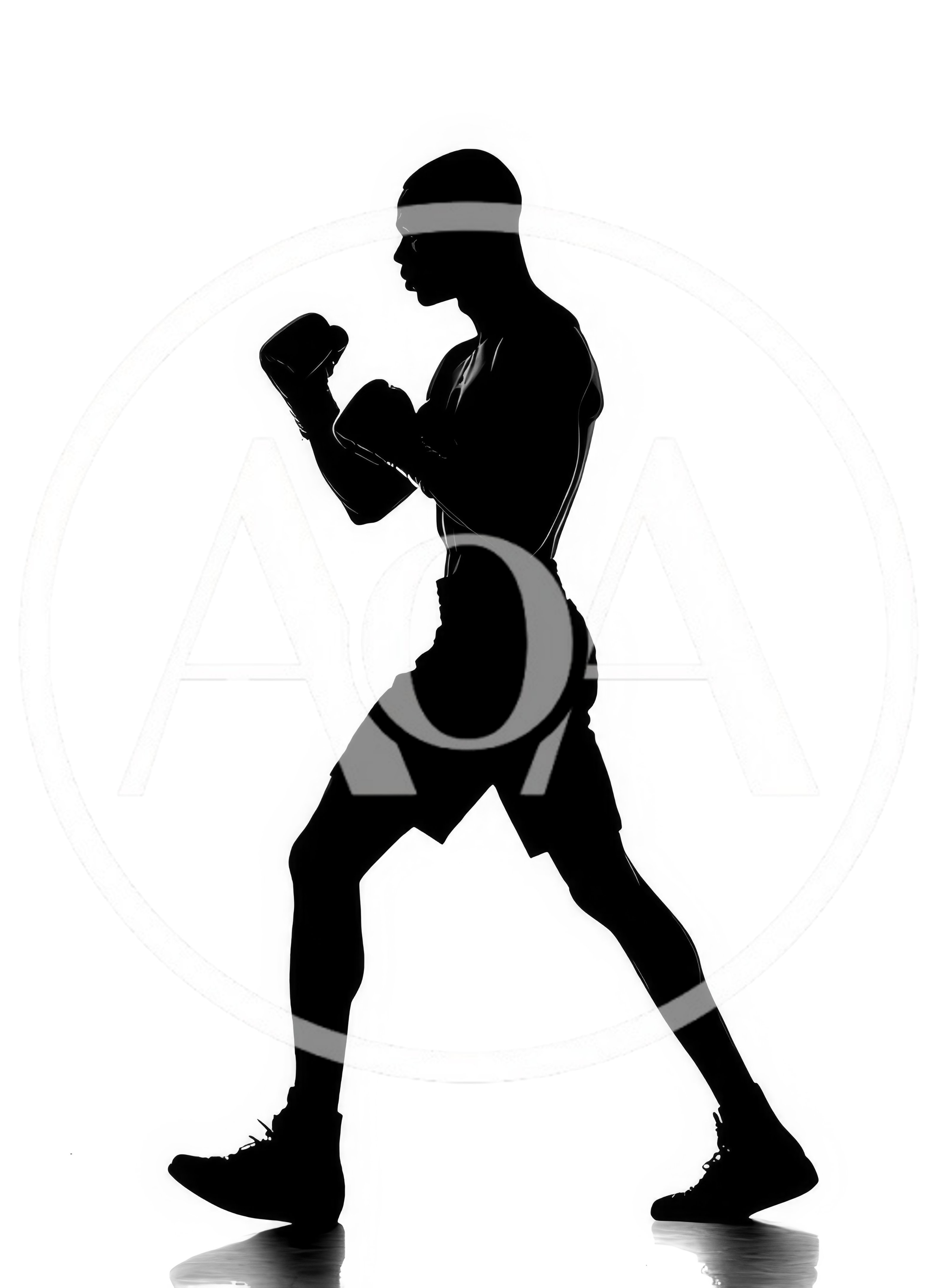 Silhouette Of A Male Boxer In Fighting Stance