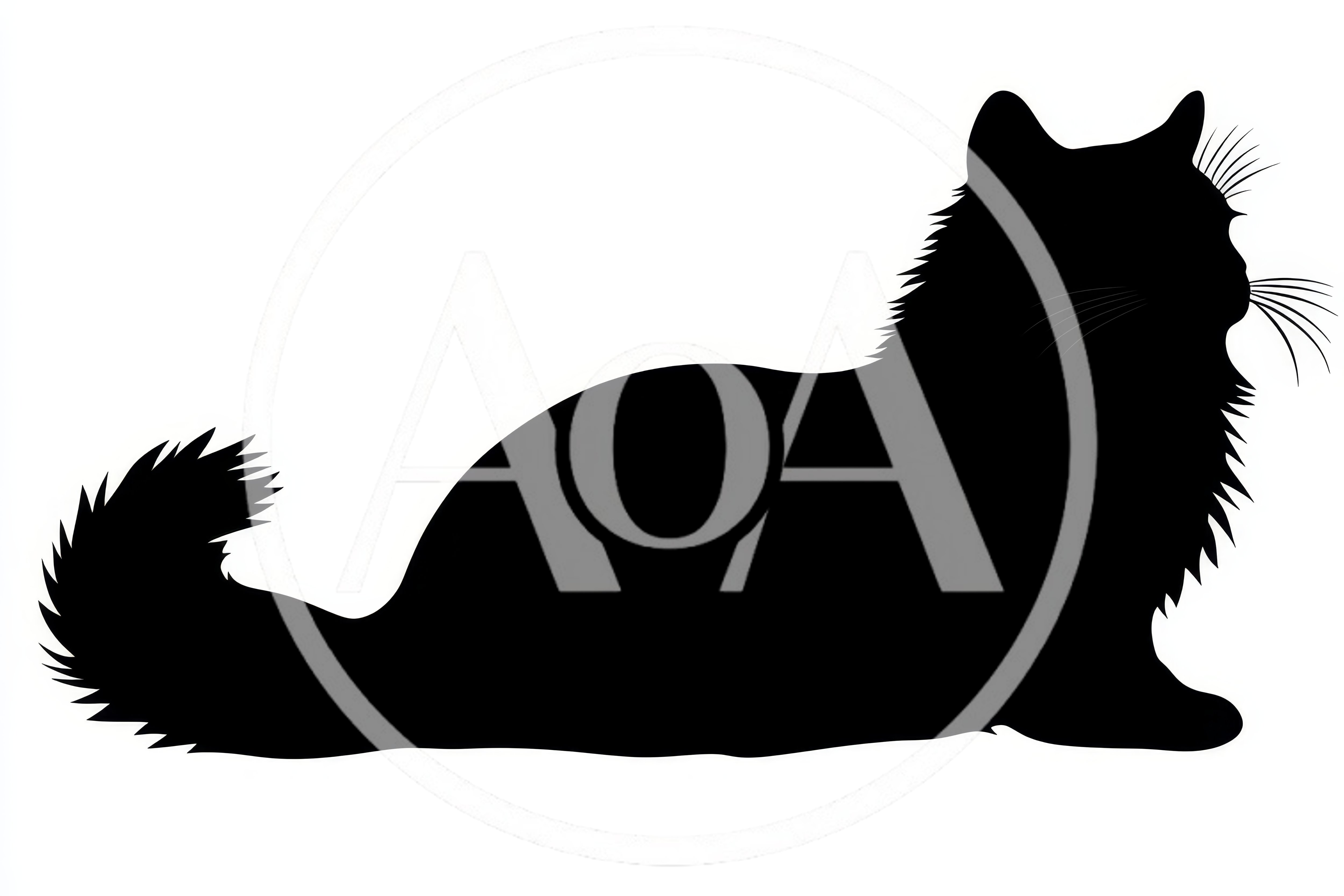 Black Silhouette Of A Fluffy Cat