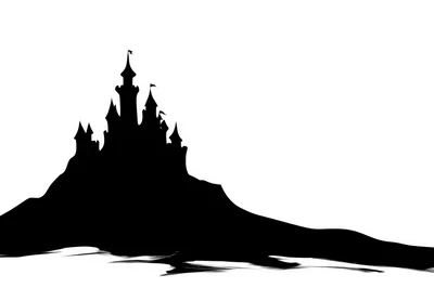 Black Silhouette Of A Fairytale Castle On A Hill