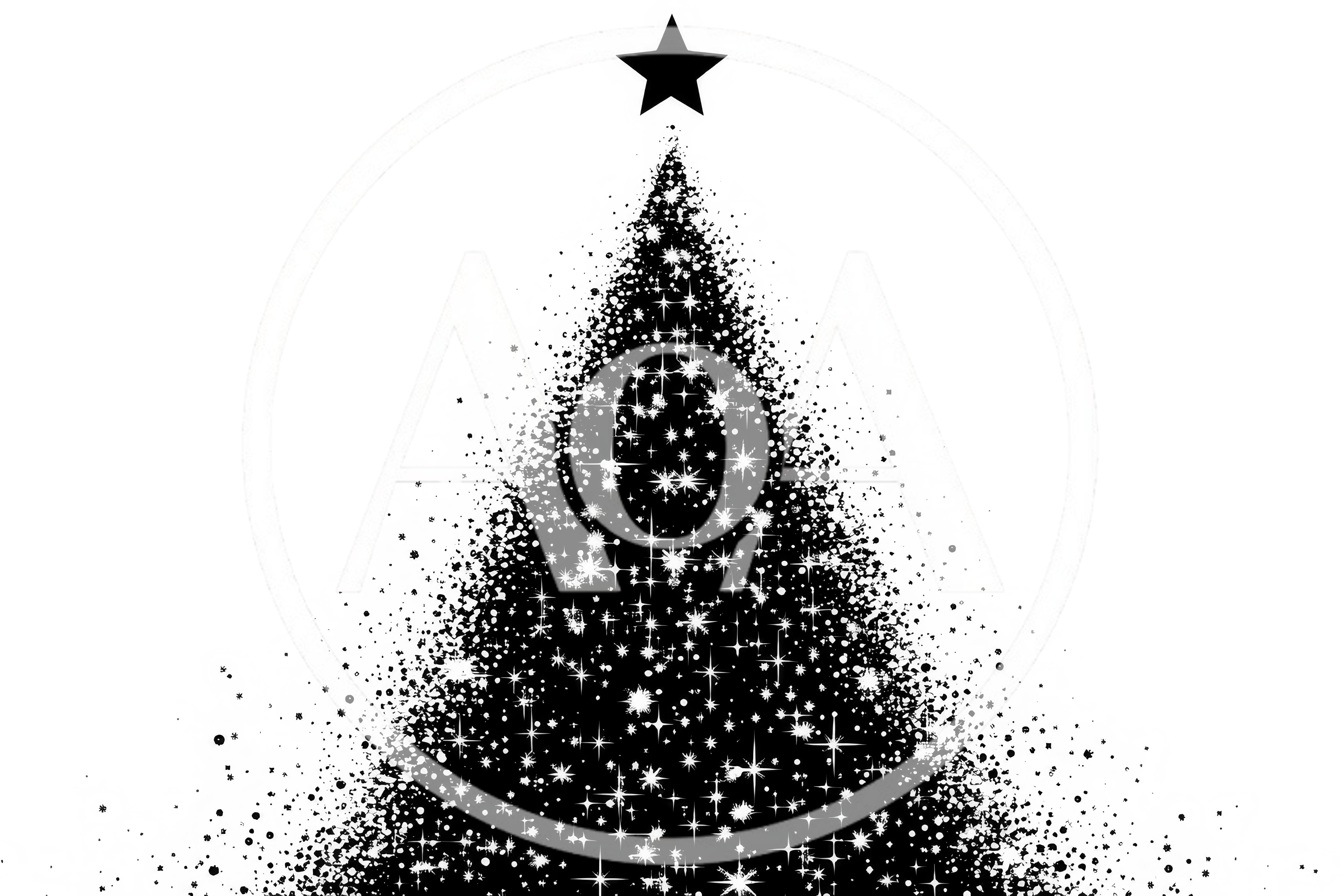 Abstract Black And White Christmas Tree Illustration