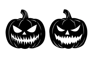 Two Black Silhouette Jack O Lanterns