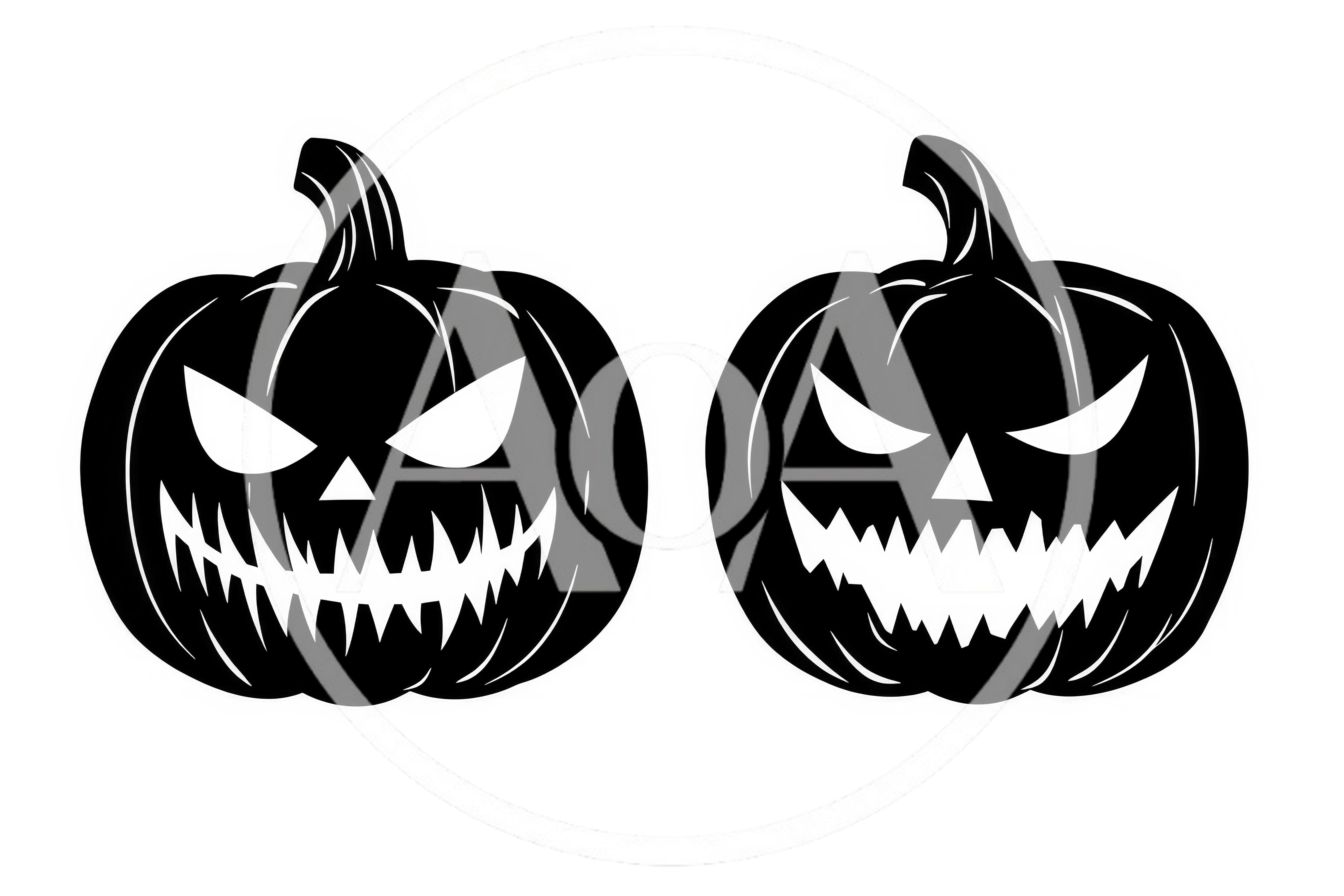 Two Black Silhouette Jack O Lanterns