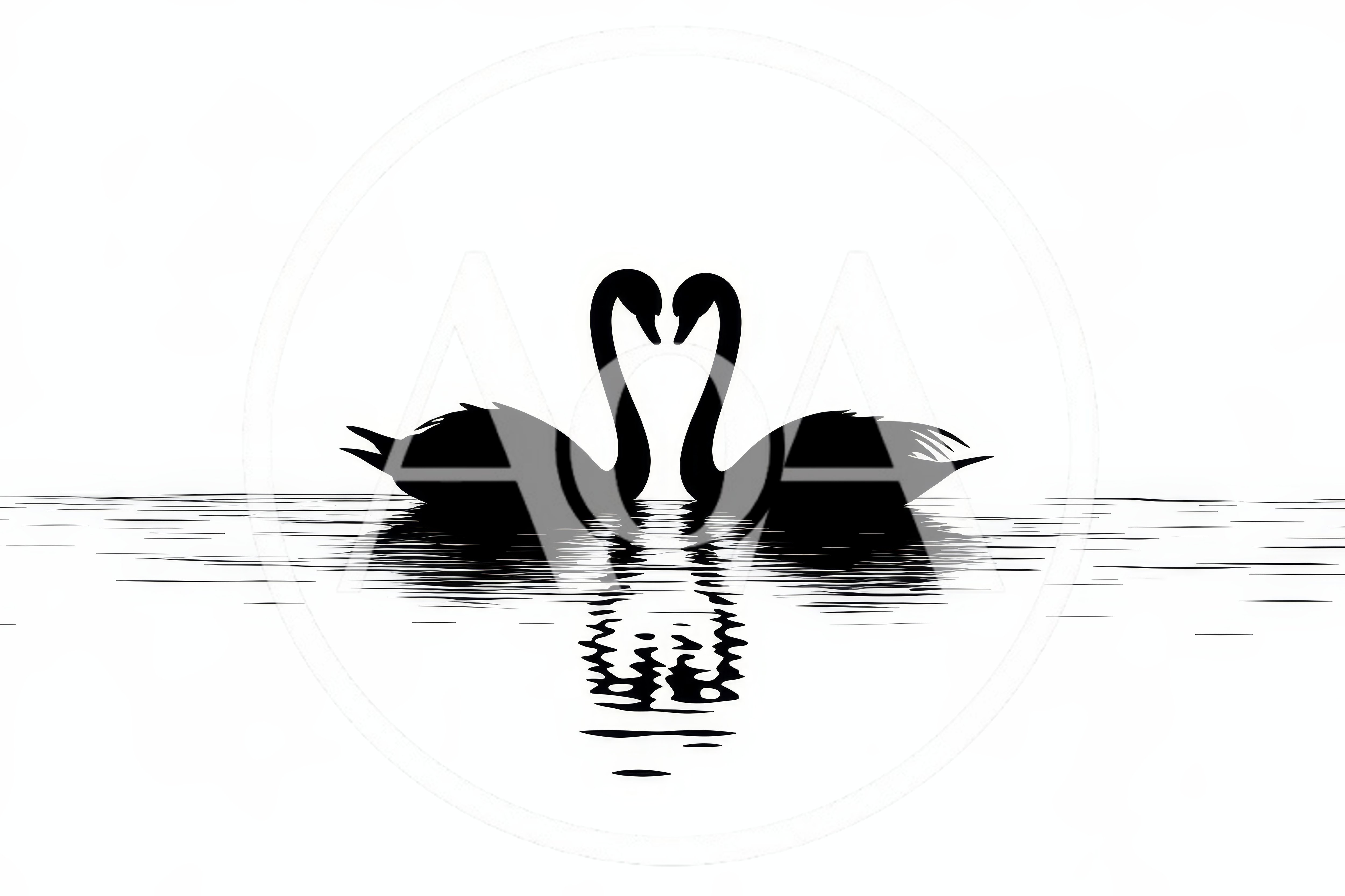 Silhouette Of Two Swans Forming A Heart Shape