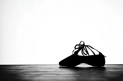 Silhouette Of A Ballet Slipper On A Wooden Floor
