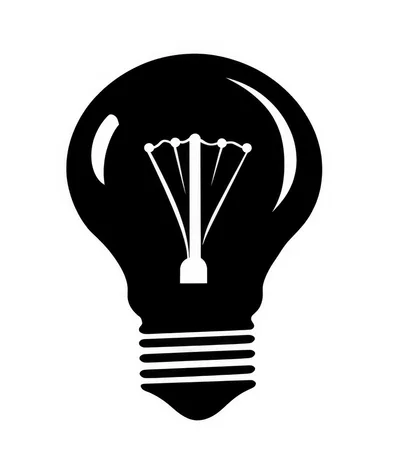 Minimalist Black And White Light Bulb Icon