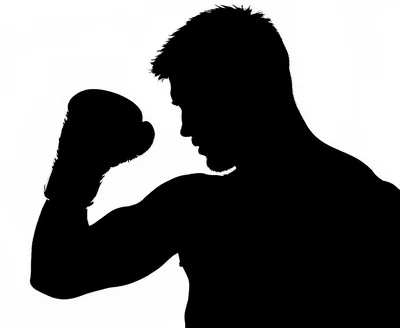 Silhouette Of A Boxer In Fighting Stance
