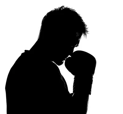 Silhouette Of A Boxer In A Fighting Stance