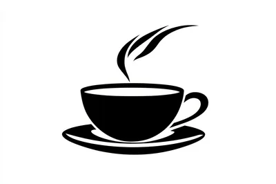 Minimalist Black Coffee Cup Icon Illustration