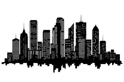 Black Silhouette Of A Modern City Skyline