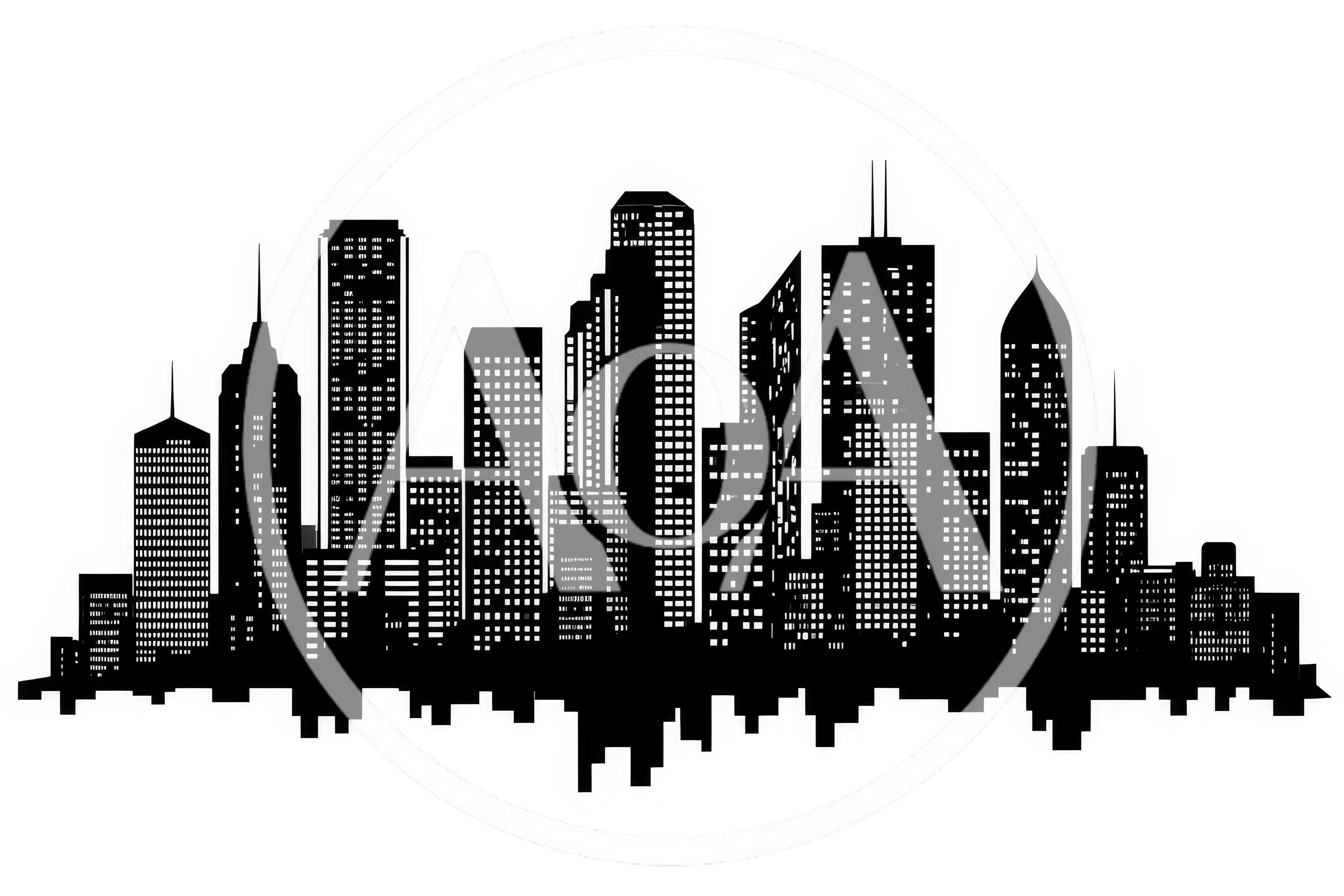 Black Silhouette Of A Modern City Skyline