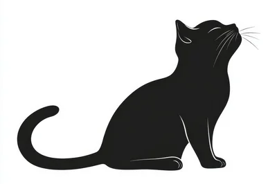 Minimalist Black Cat Silhouette Looking Up