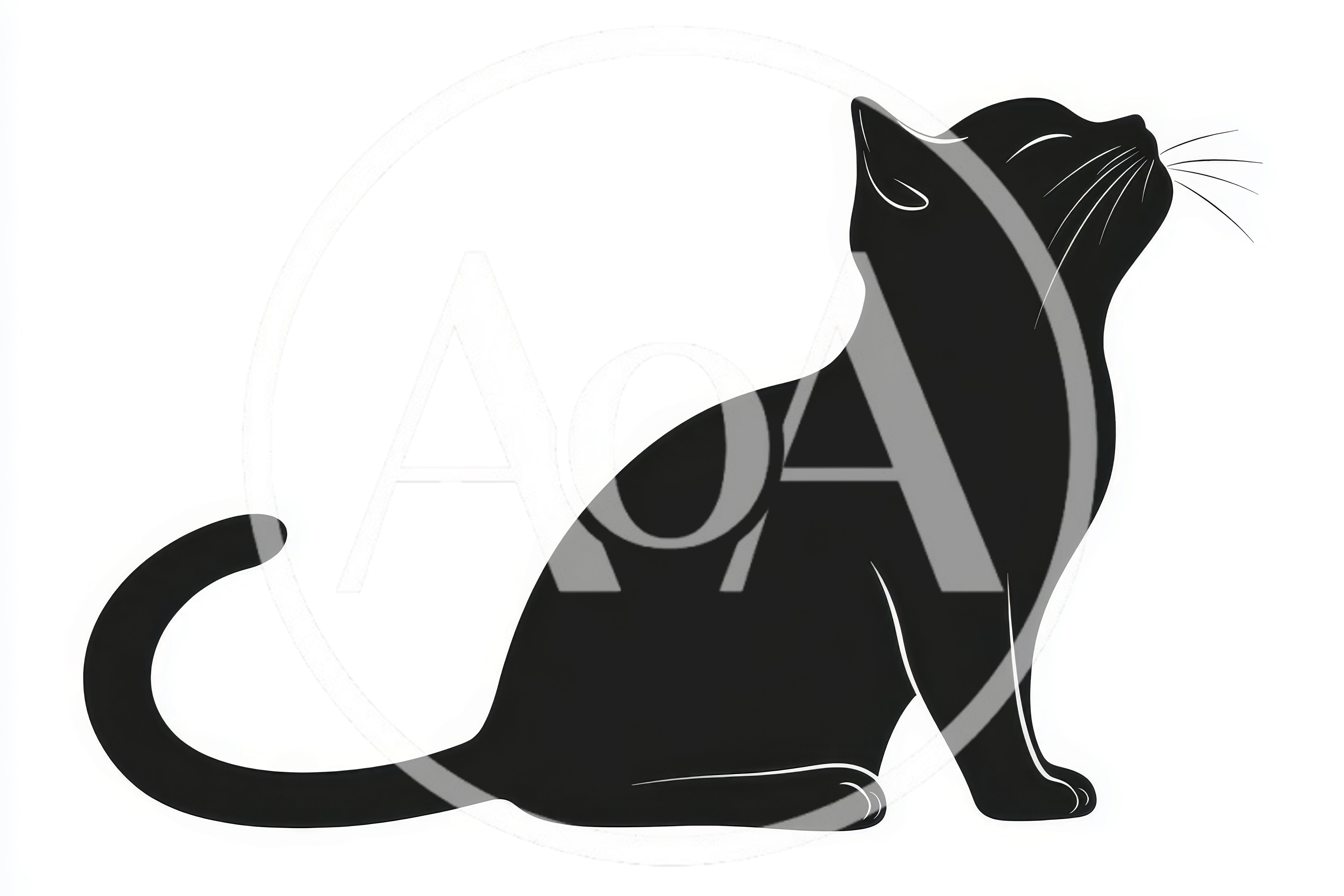 Minimalist Black Cat Silhouette Looking Up