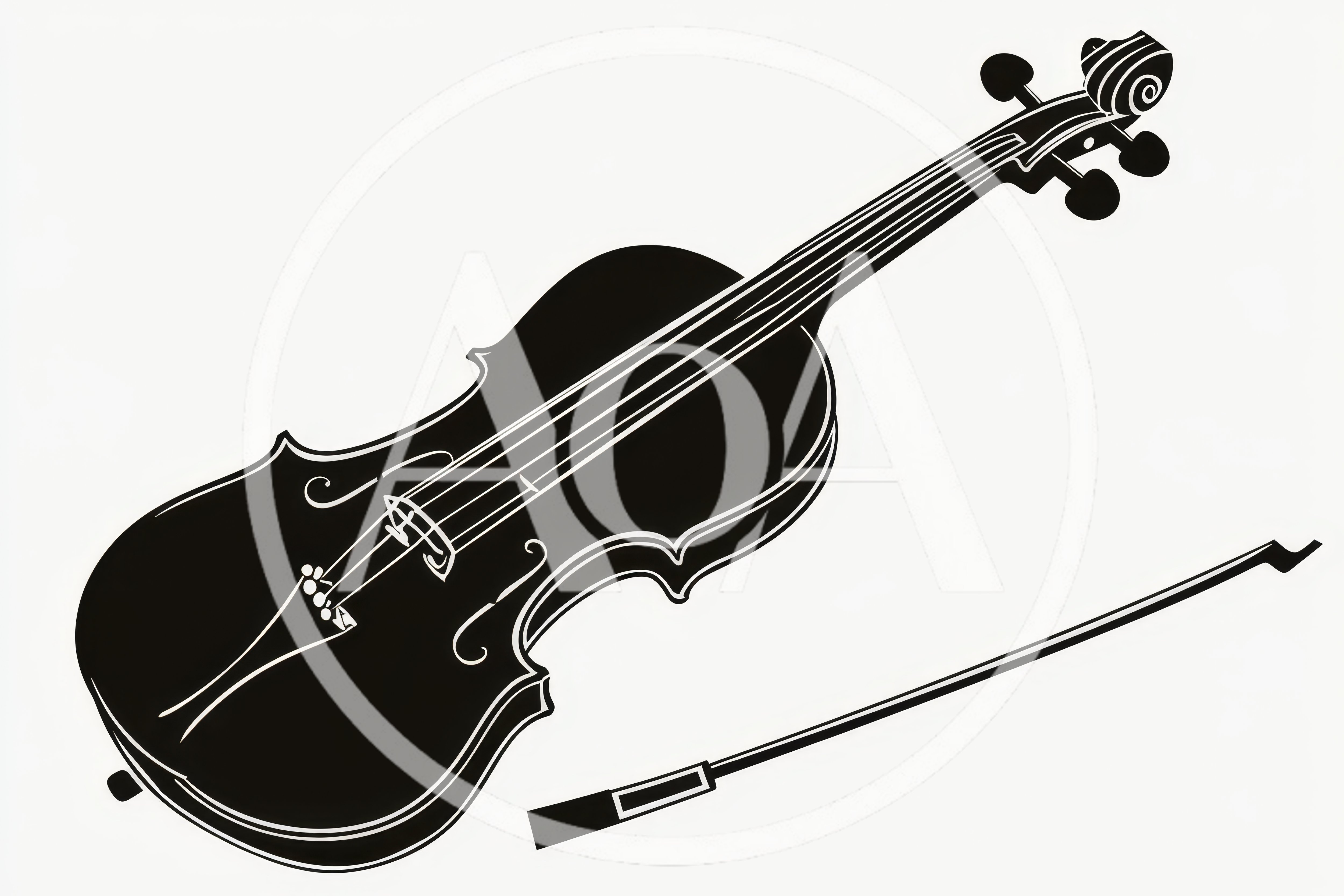 Minimalist Black And White Violin Illustration