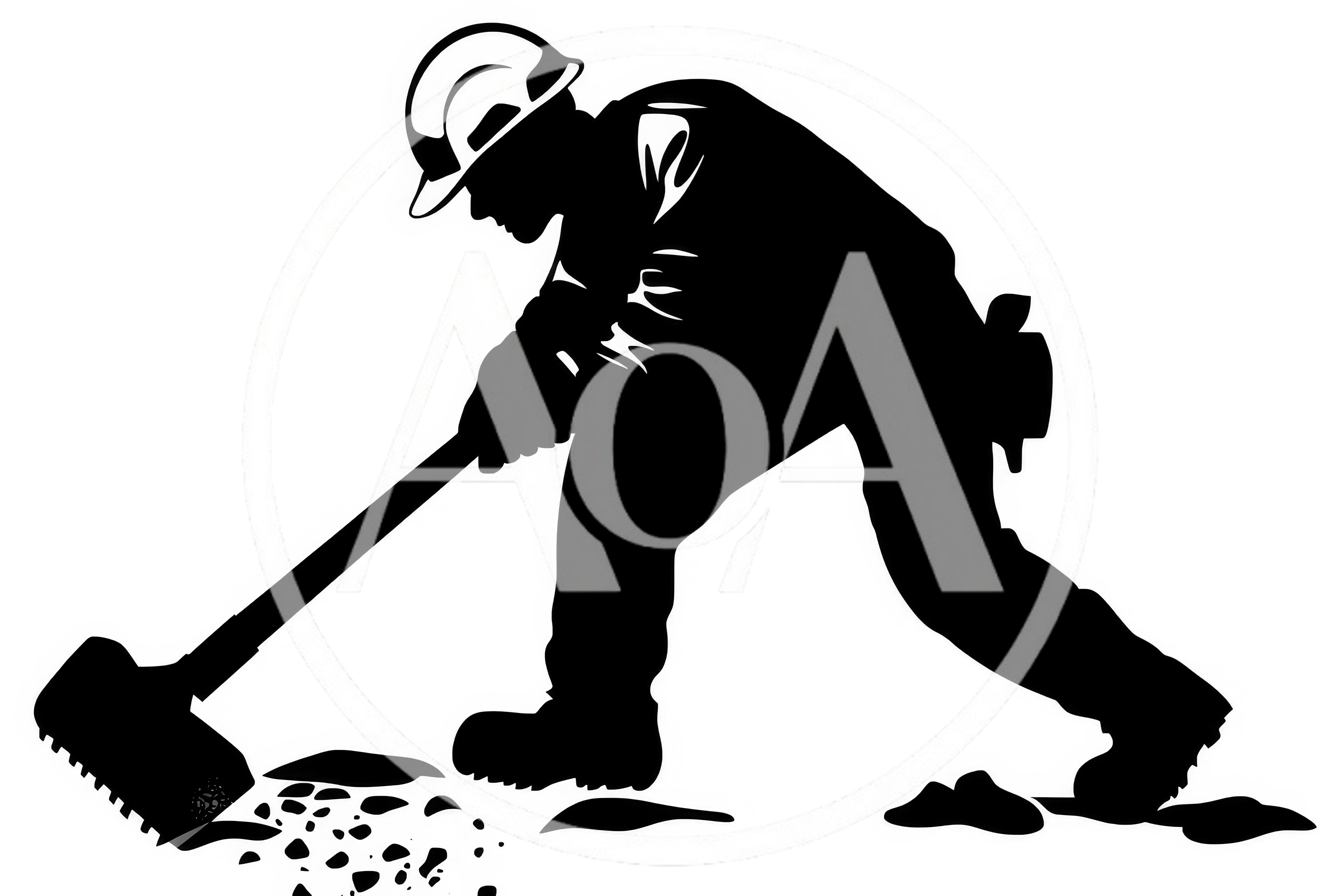 Silhouette Of A Construction Worker Using A Sledgehammer
