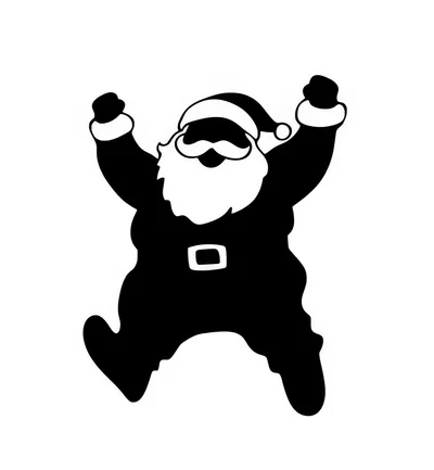 Black Silhouette Of A Jumping Santa Claus