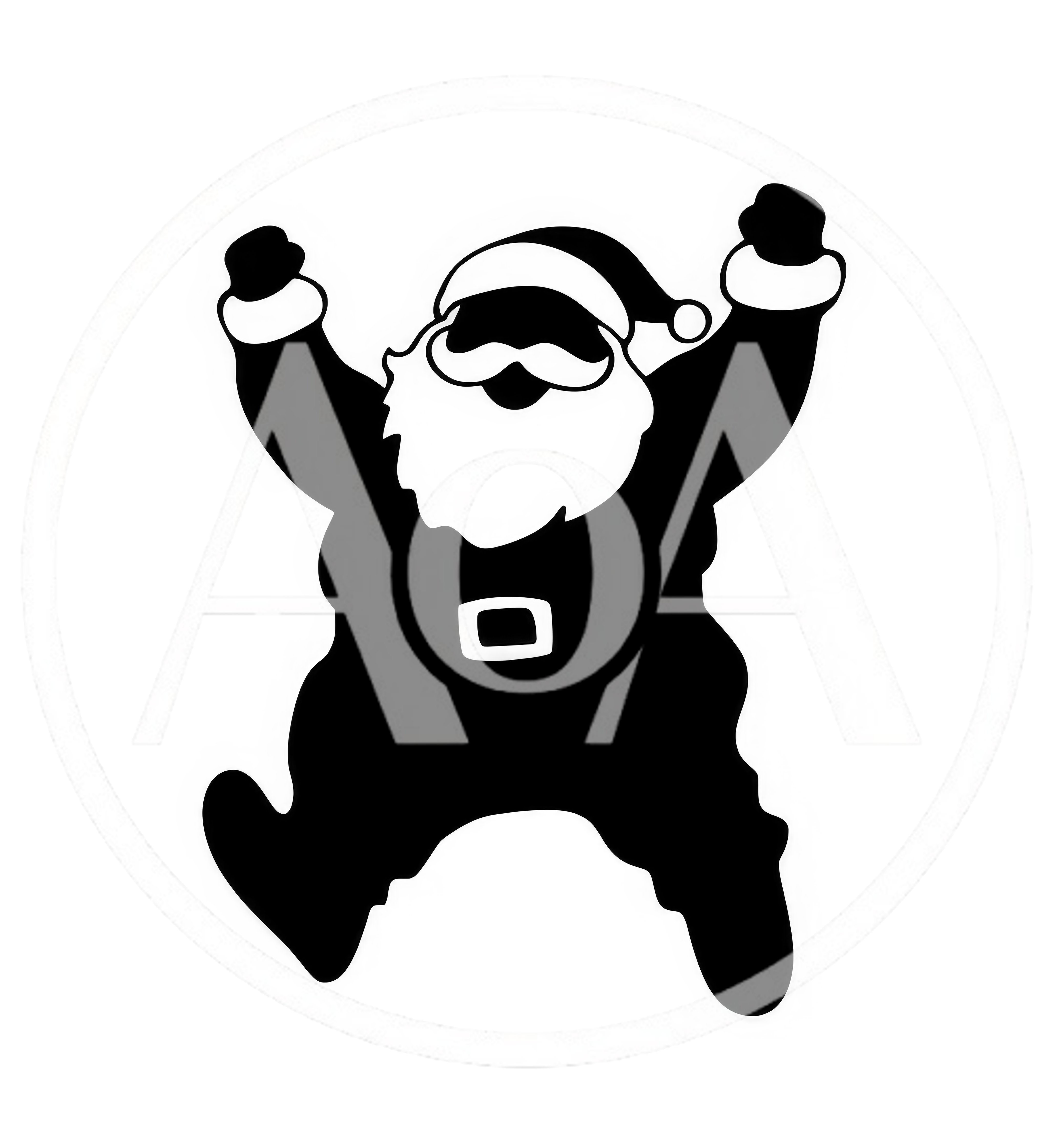 Black Silhouette Of A Jumping Santa Claus