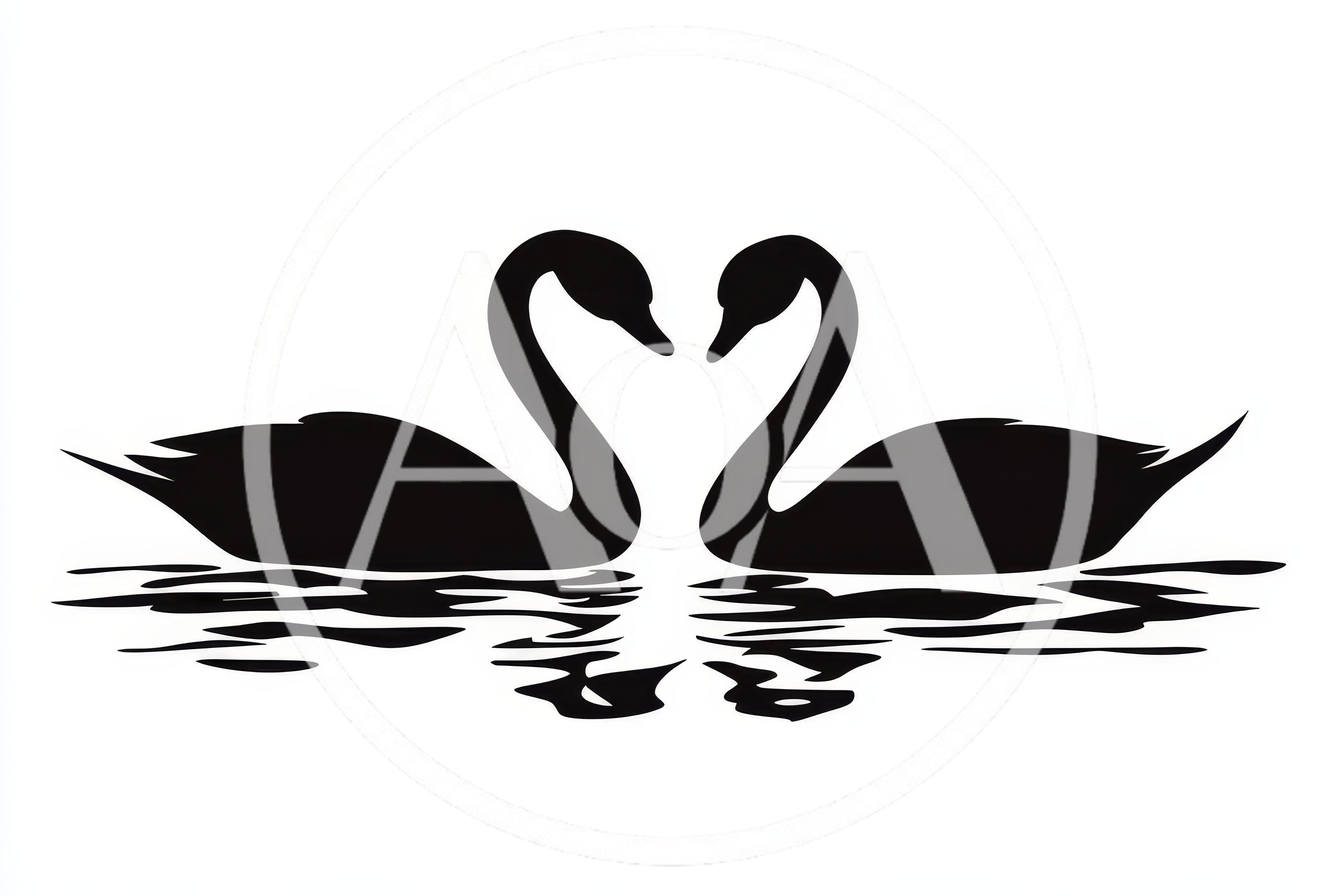 Black Swan Silhouette Couple Forming A Heart Shape