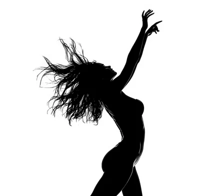 Silhouette Of A Woman Dancing With Flowing Hair