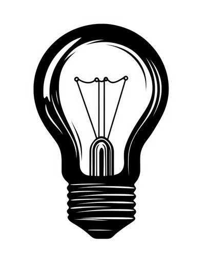 Black And White Light Bulb Illustration