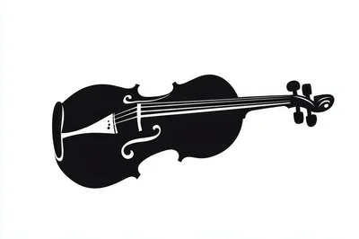 Minimalist Black And White Violin Silhouette Illustration