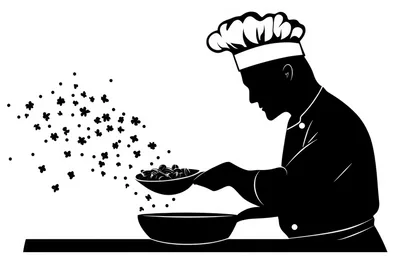 Silhouette Of A Chef Cooking With A Pan