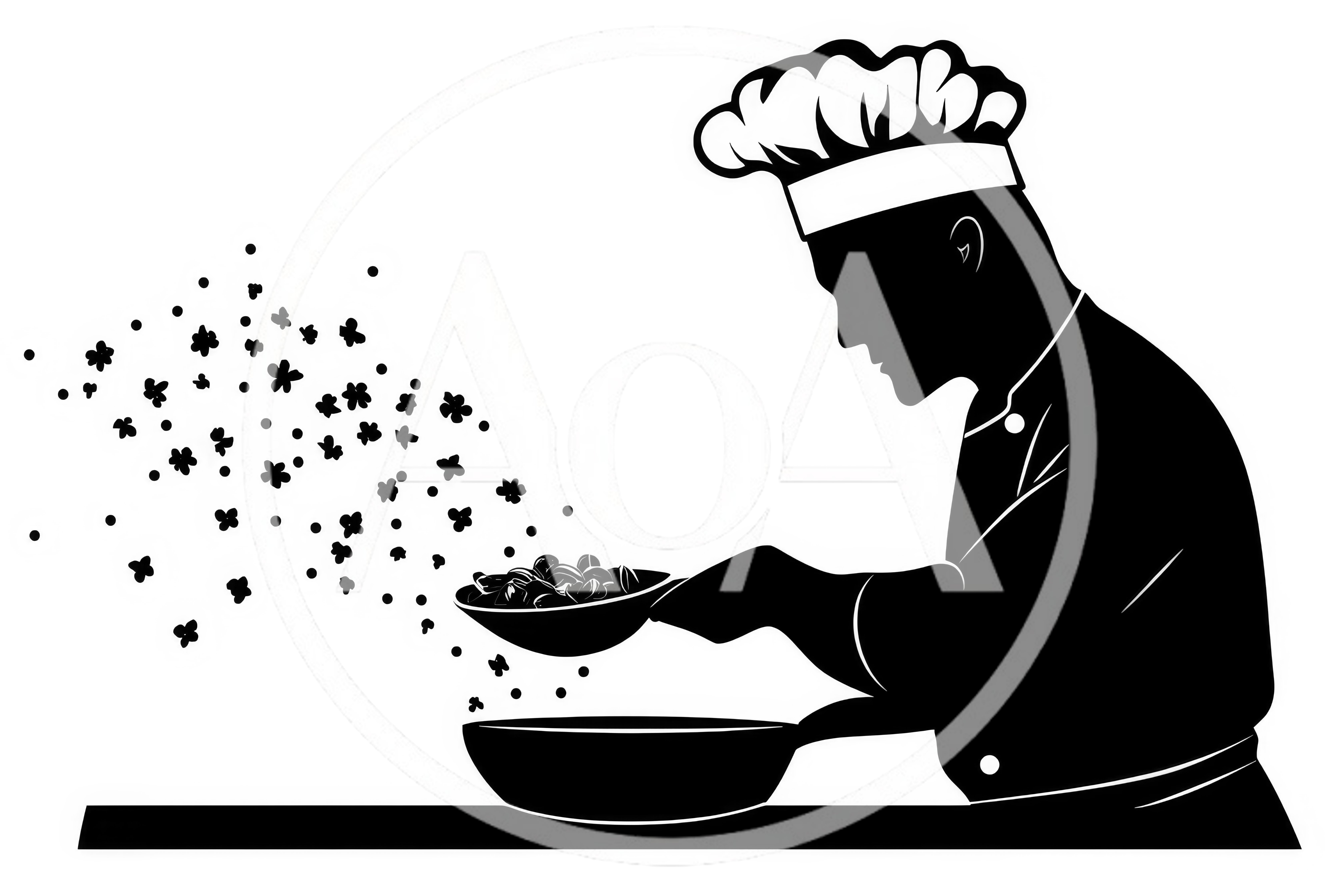 Silhouette Of A Chef Cooking With A Pan