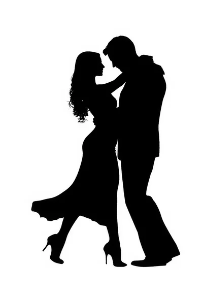 Silhouette Of A Couple Dancing Tango