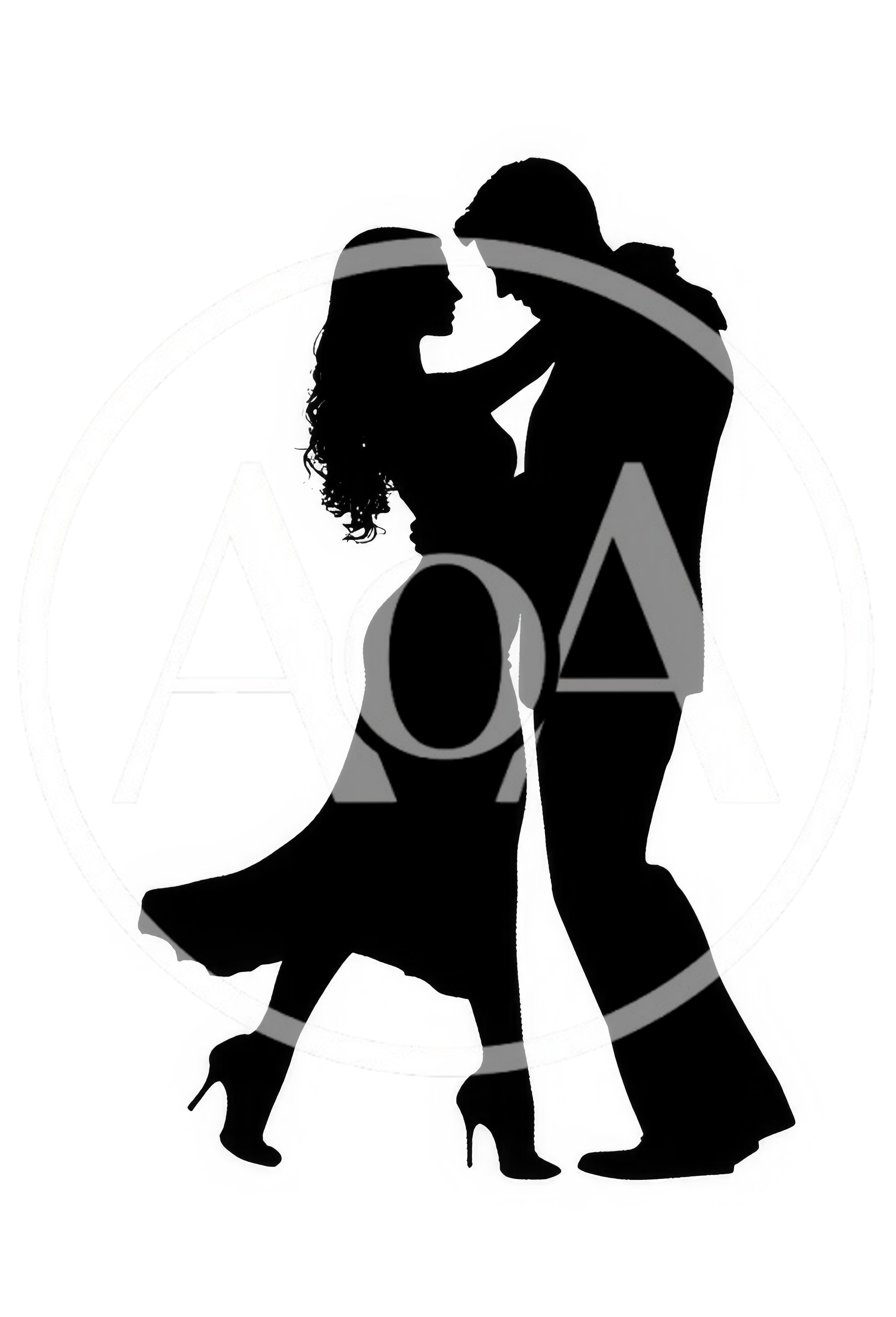 Silhouette Of A Couple Dancing Tango