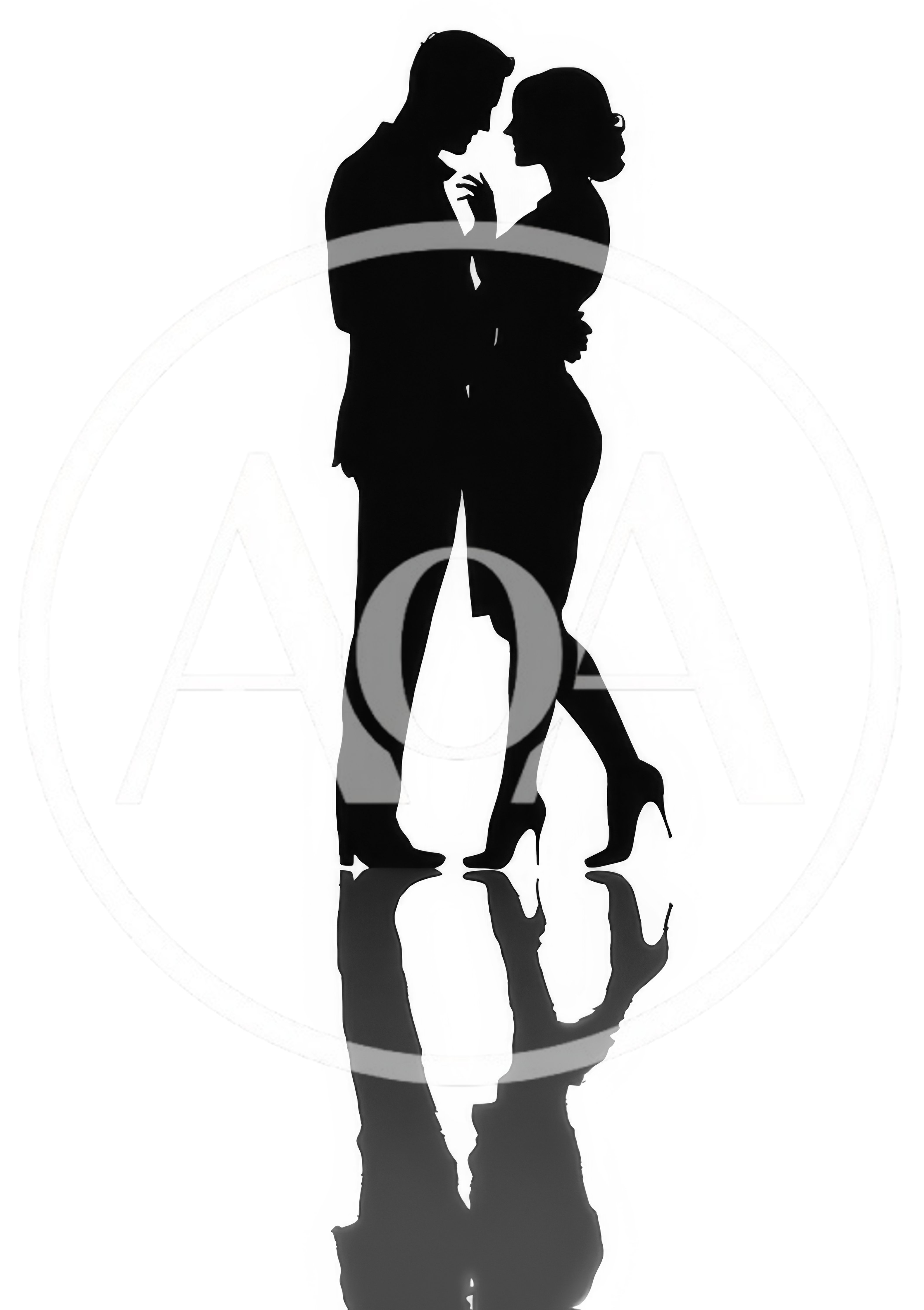 Silhouette Of A Romantic Couple Embracing