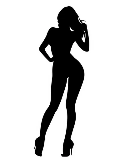 Black Silhouette Of A Fashionable Woman In High Heels