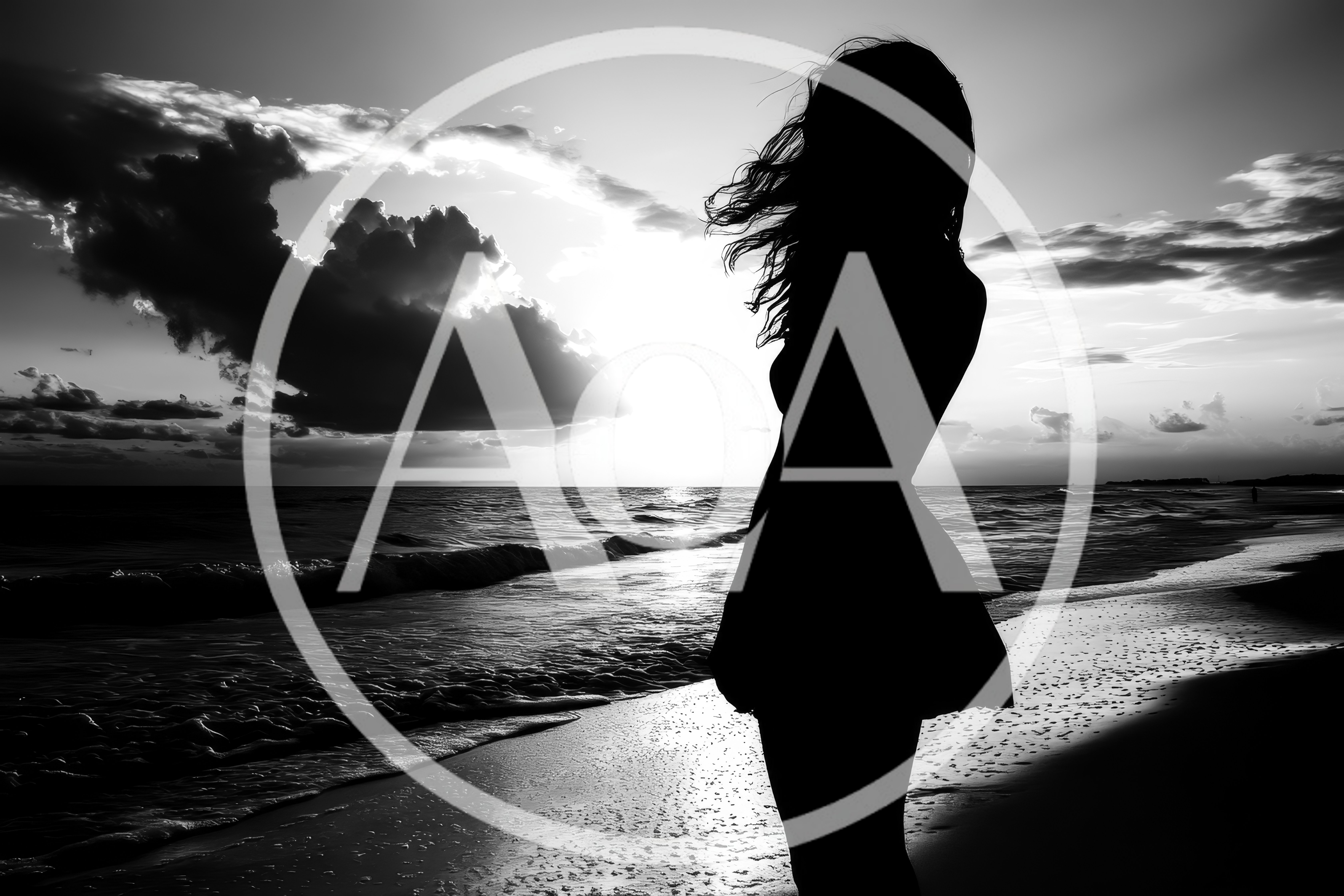 Silhouette Of A Woman Standing On A Beach