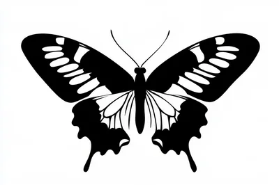 Black And White Butterfly Silhouette Illustration