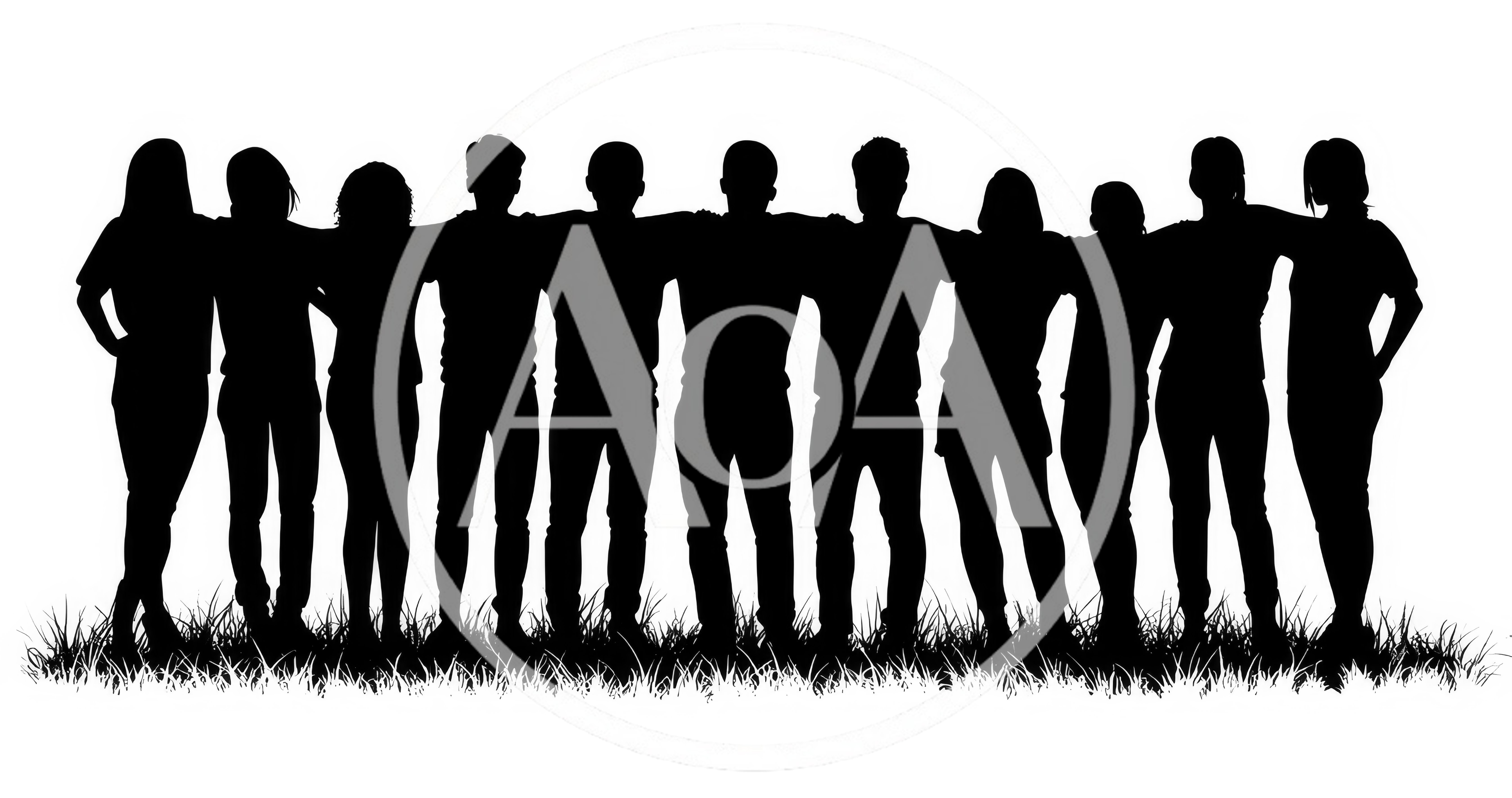 Silhouette Of A Diverse Group Standing Together
