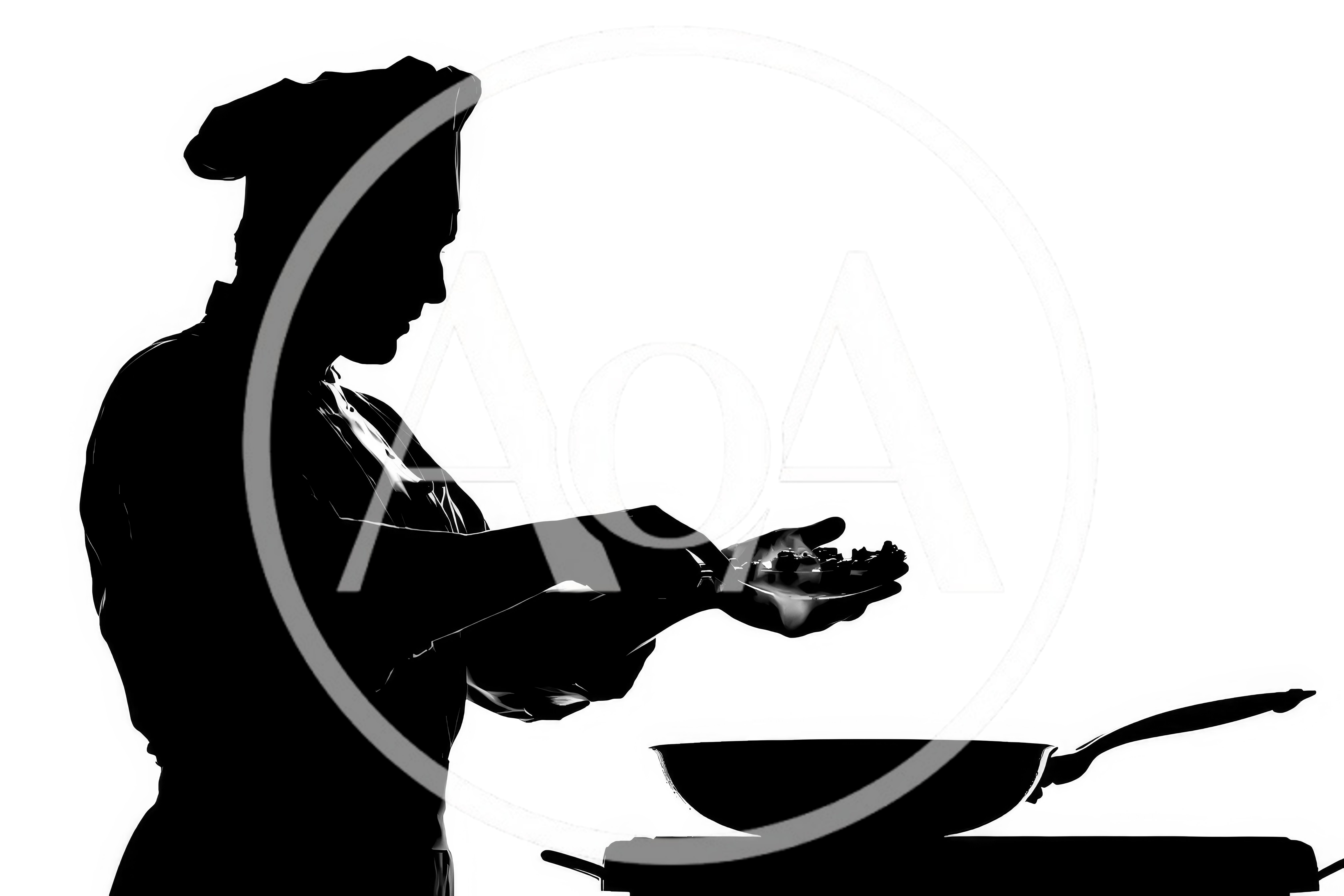 Silhouette Of A Professional Chef Cooking In A Kitchen