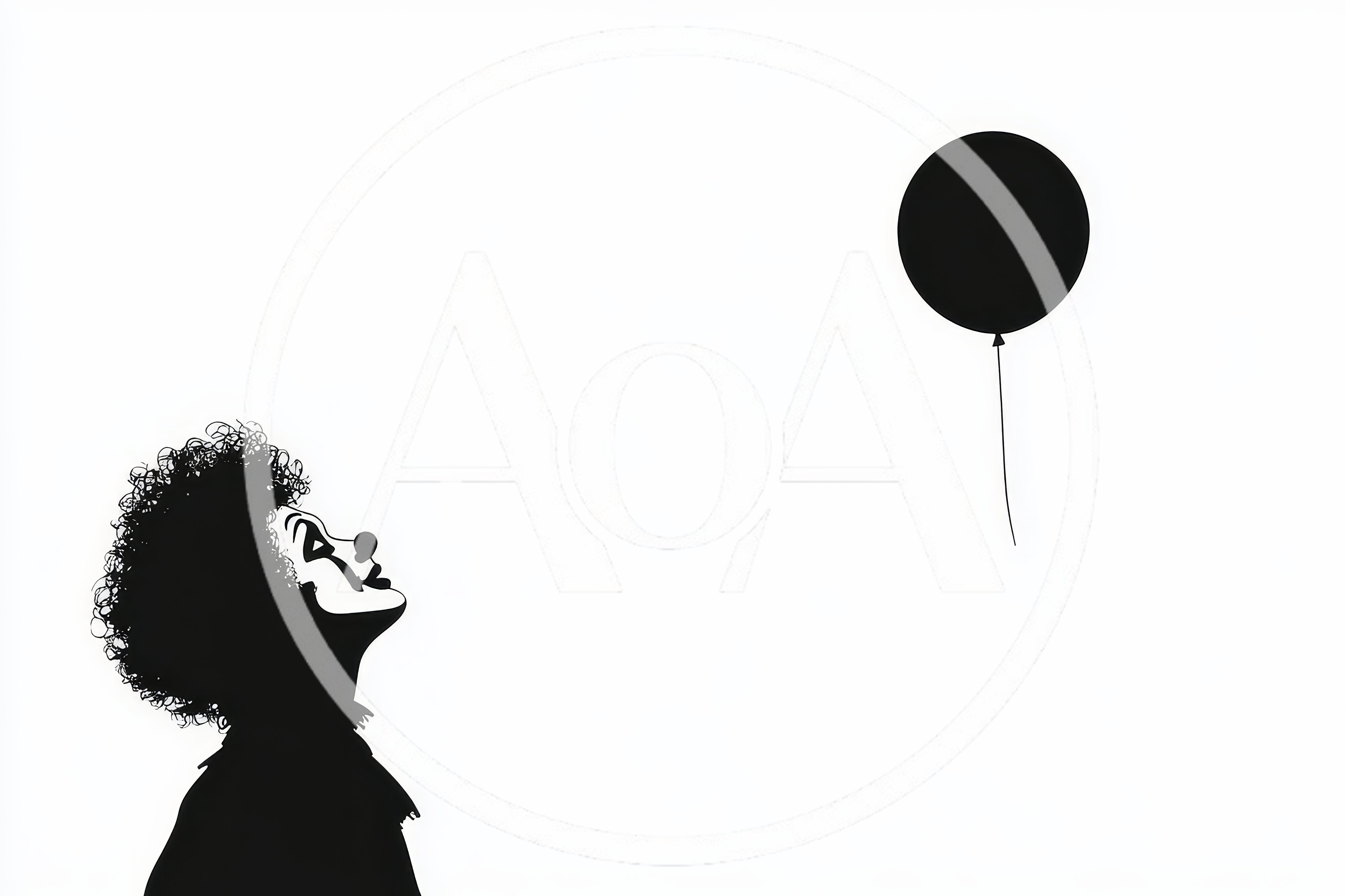 Silhouette Of A Clown Looking At A Floating Balloon
