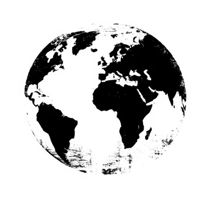 Distressed Black And White Earth Globe Illustration